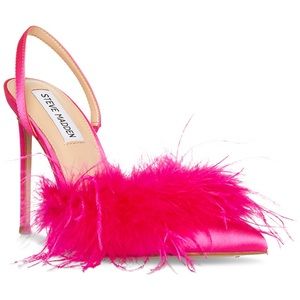 Steve Madden Alexis Feather Slingback Pumps Hot Pink